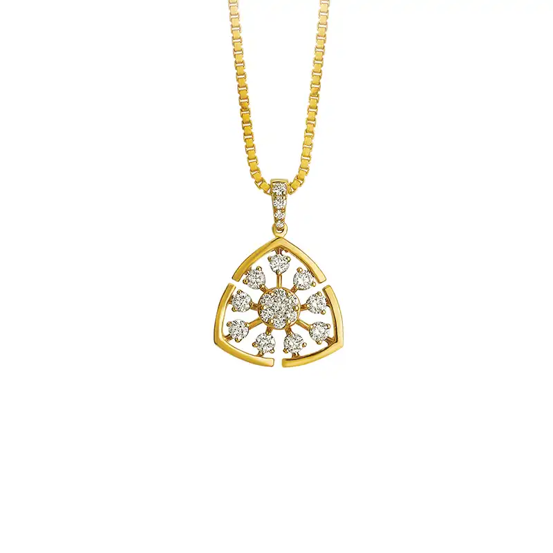 Radiant Gold Diamond Pendant Set